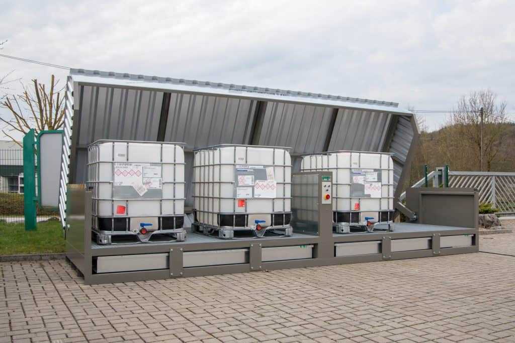 Überdachung für Absetzmulden oder IBCs