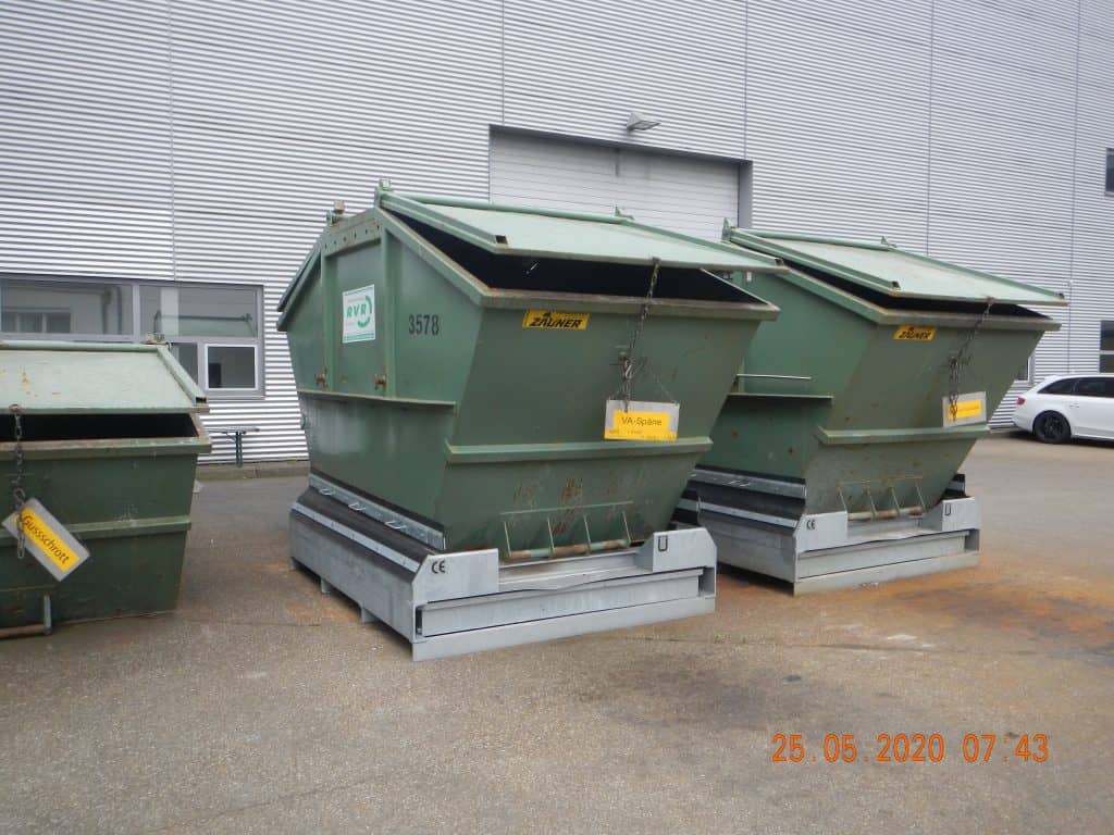 Außenlagerung Metallspäne Stellplatz System für Deckelcontainer